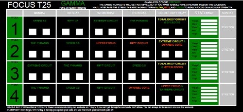 Focus T25 Gamma Hybrid Schedule T25 Schedule