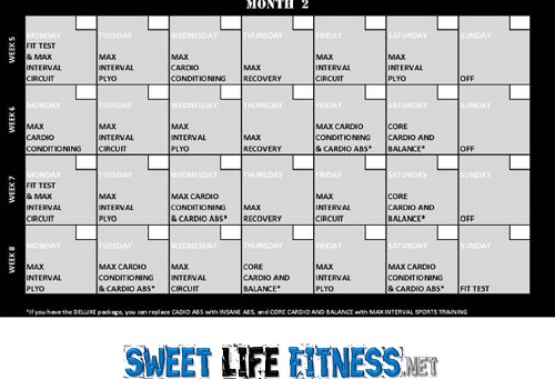 INSANITY calendar insanity schedule